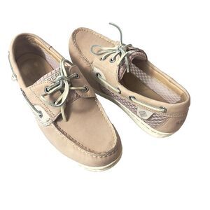 Sperry Top-Sider Baby Pink Fabric/Leather Womens Sz 6.5 M Loafer Boat Shoes Flat